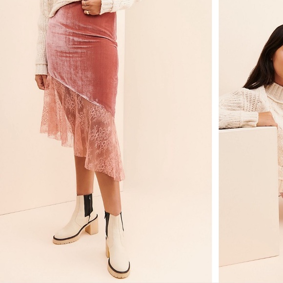 FREE PEOPLE VELVET MY LACEY SKIRT 2,4,6,8 BLUE - Picture 4 of 14